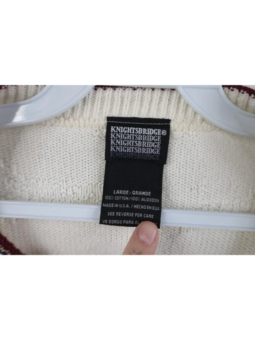 Vintage 90s Streetwear Mens Large Nature Deer Buck Knit Sweater White Cotton USA